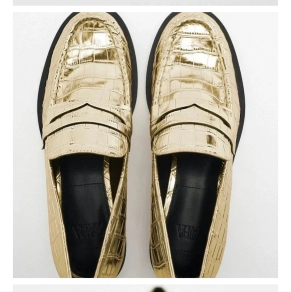 Zara Gold Loafers - Picture 3 of 6